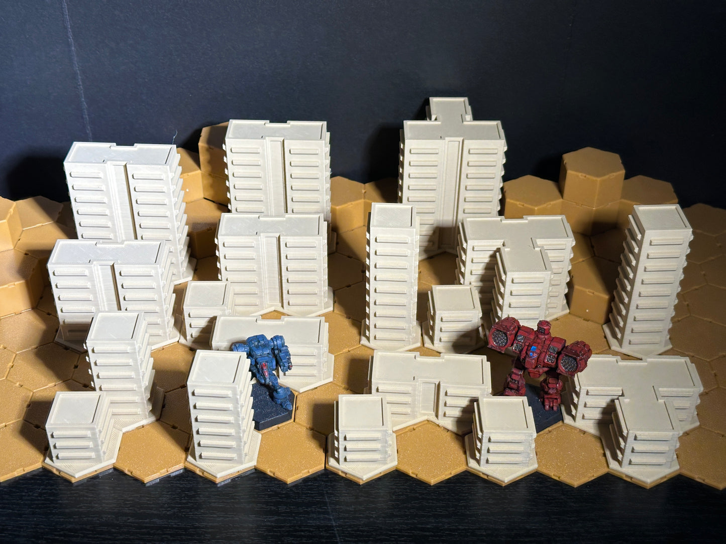 33mm Hex City Buildings, Square Style - 6mm Mecha Scale Compatible with BattleTech and Lancer