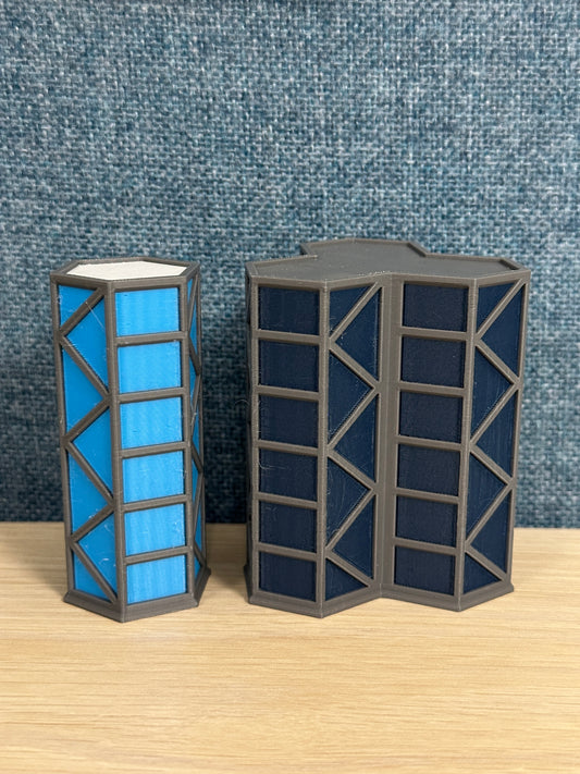 Hex City Buildings Multi Color - 6mm Mecha Scale Compatible with BattleTech and Lancer