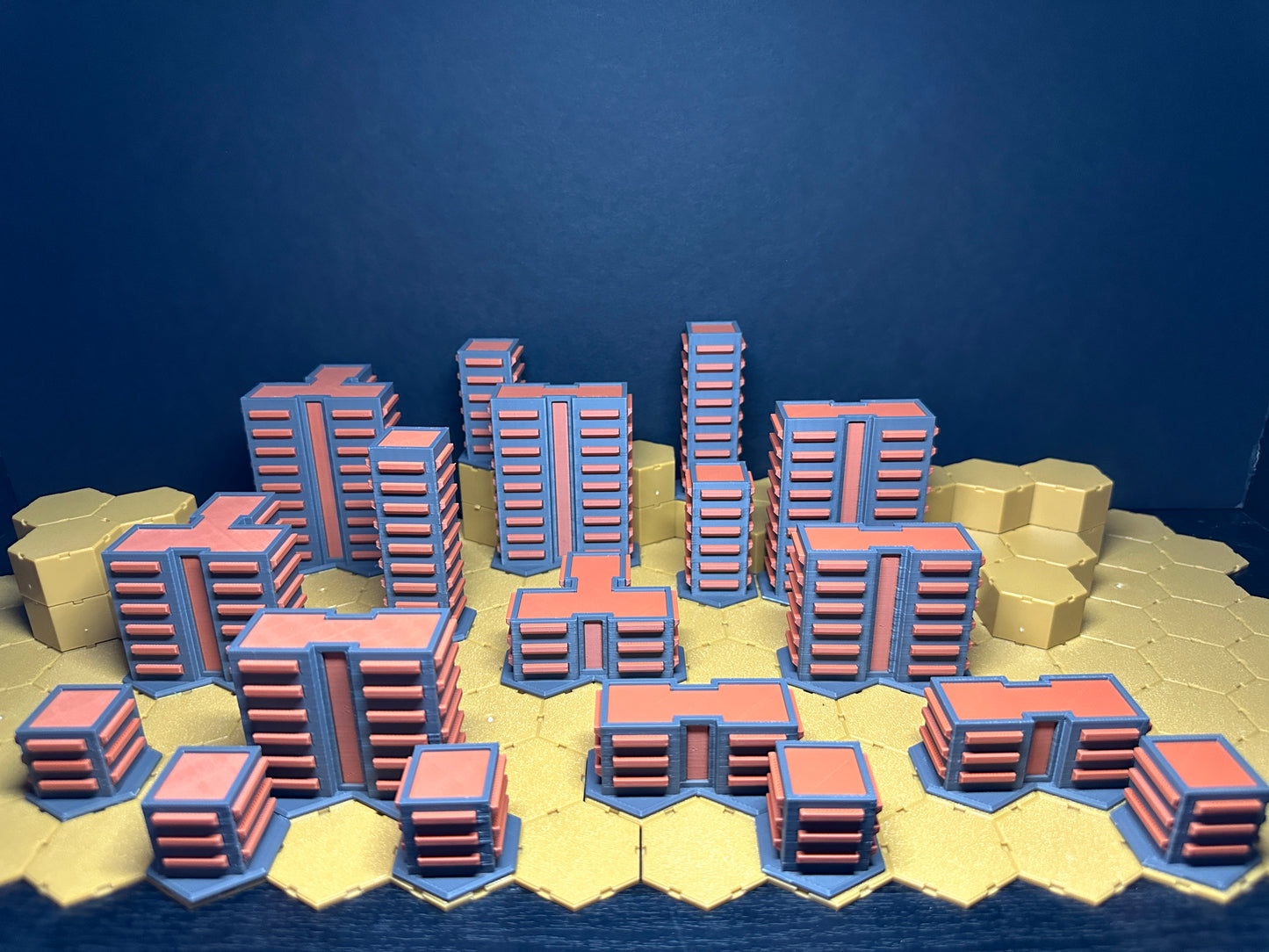 Hex City Square Buildings Multi Color - 6mm Mecha Scale Compatible with BattleTech and Lancer