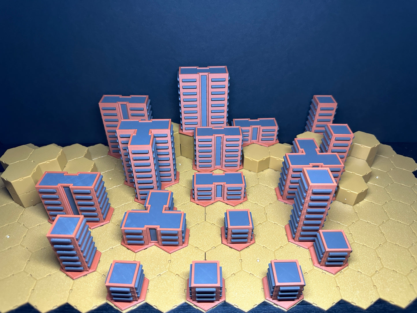 Hex City Square Buildings Multi Color - 6mm Mecha Scale Compatible with BattleTech and Lancer