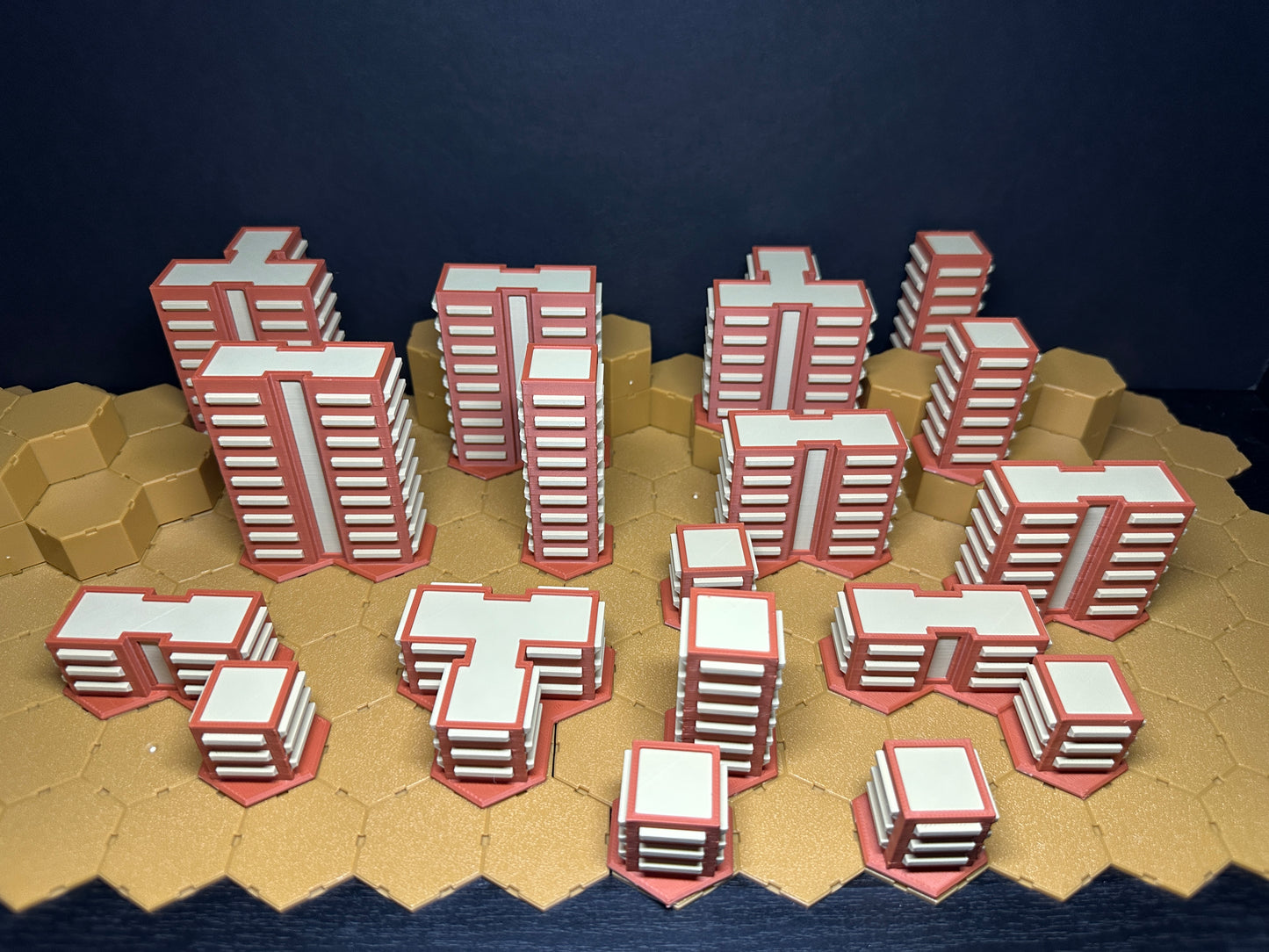 Hex City Square Buildings Multi Color - 6mm Mecha Scale Compatible with BattleTech and Lancer